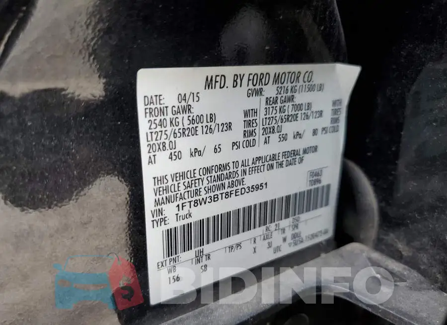 1FT8W3BT8FED35951 Photo# 13