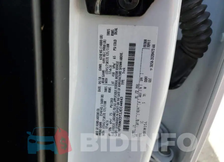 1FT8W3DT2JEC44843 Photo# 12