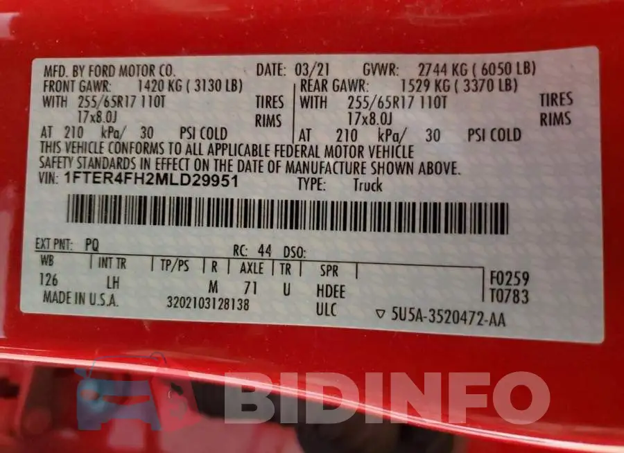 1FTER4FH2MLD29951 Photo# 13