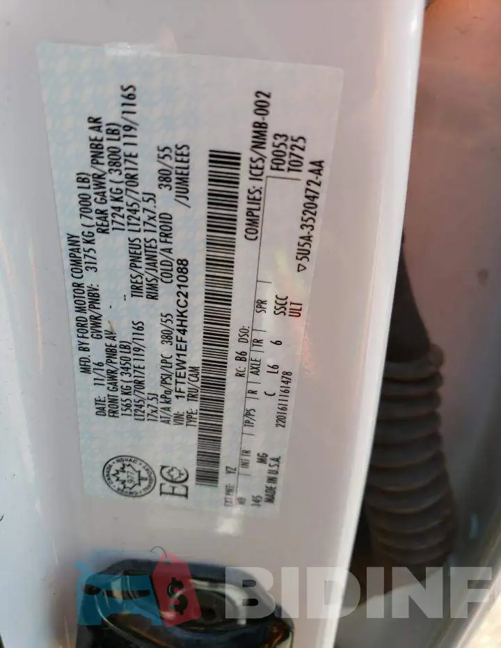 1FTEW1EF4HKC21088 Photo# 12