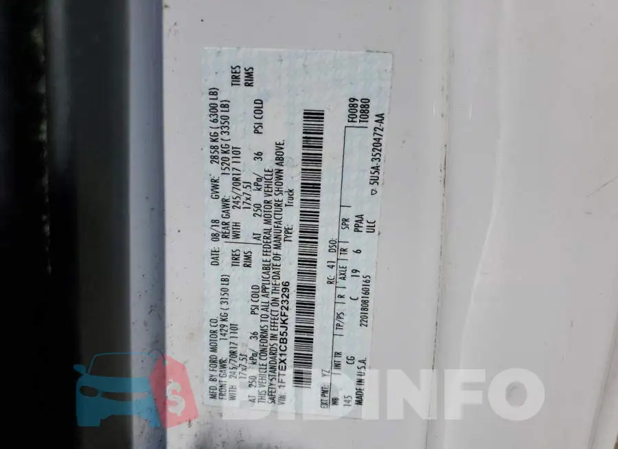 1FTEX1CB5JKF23296 Photo# 12