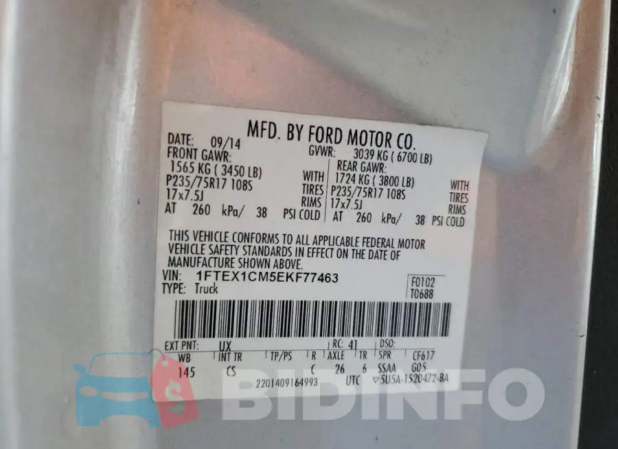 1FTEX1CM5EKF77463 Photo# 12