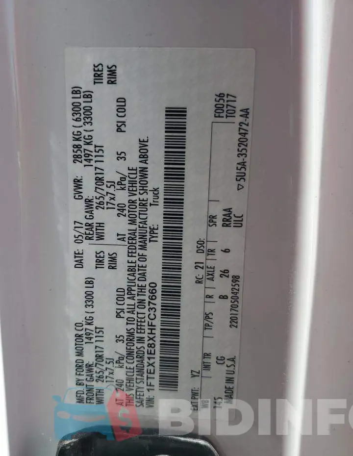 1FTEX1E8XHFC37660 Photo# 12