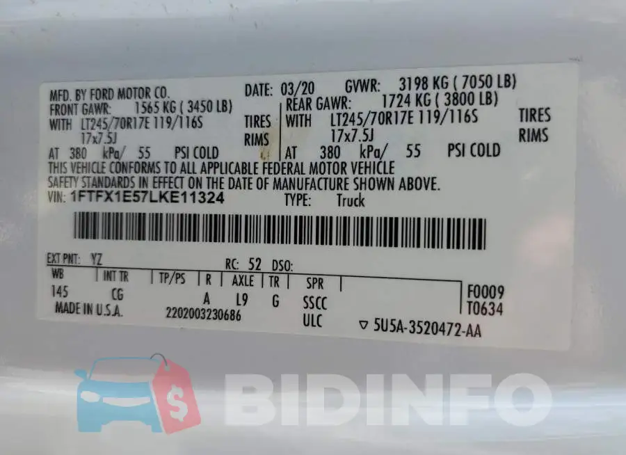 1FTFX1E57LKE11324 Photo# 12