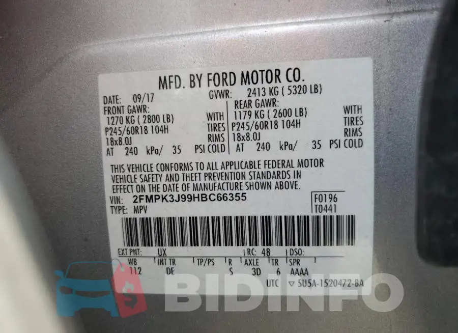 2FMPK3J99HBC66355 Photo# 13