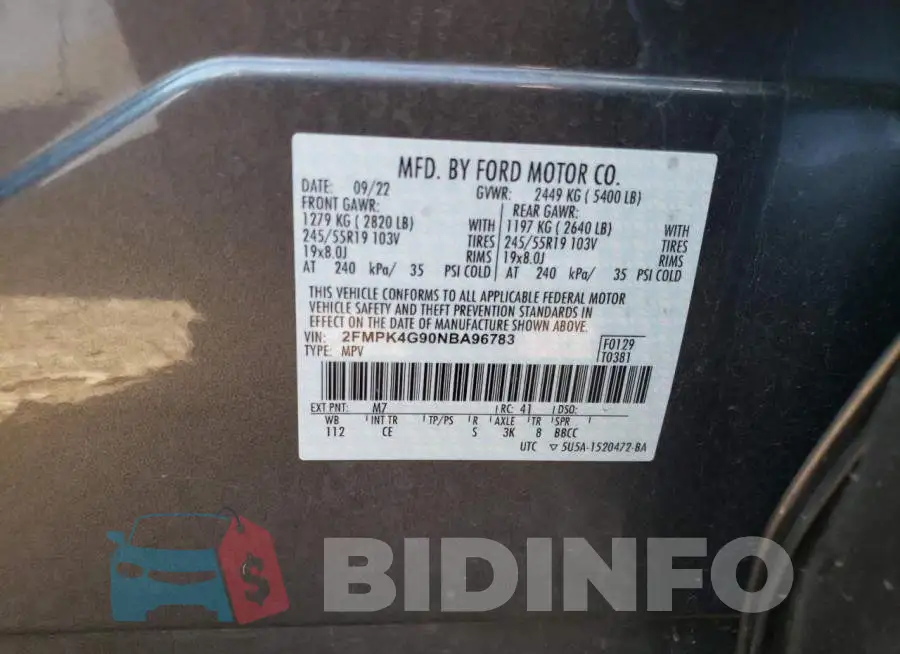 2FMPK4G90NBA96783 Photo# 14