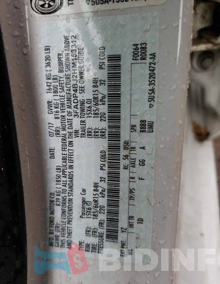 3FADP4BJ2HM153312 Photo# 12