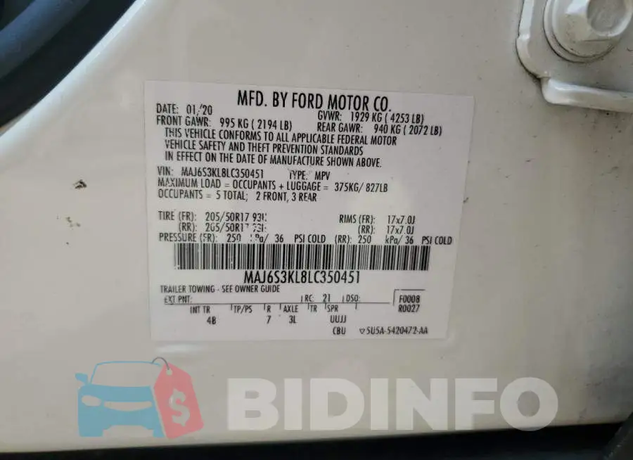 MAJ6S3KL8LC350451 Photo# 12