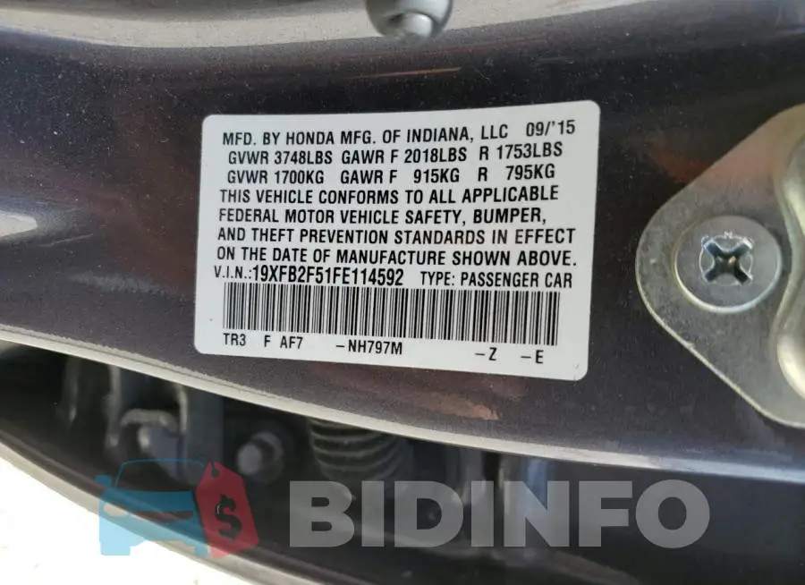 19XFB2F51FE114592 Photo# 12