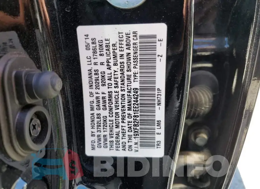 19XFB2F81EE244249 Photo# 12
