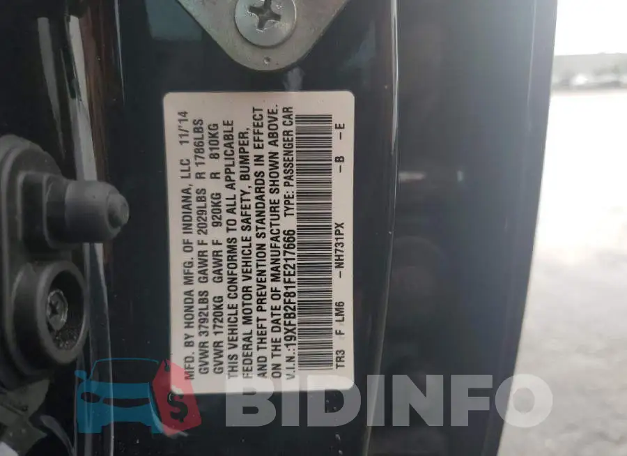 19XFB2F81FE217666 Photo# 12