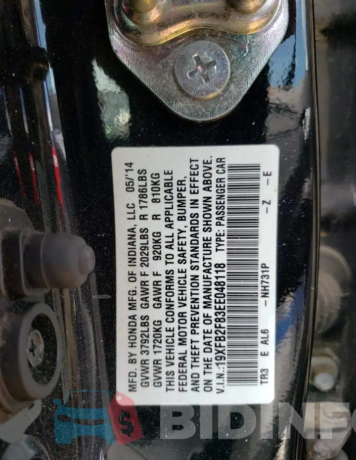 19XFB2F83EE048118 Photo# 13