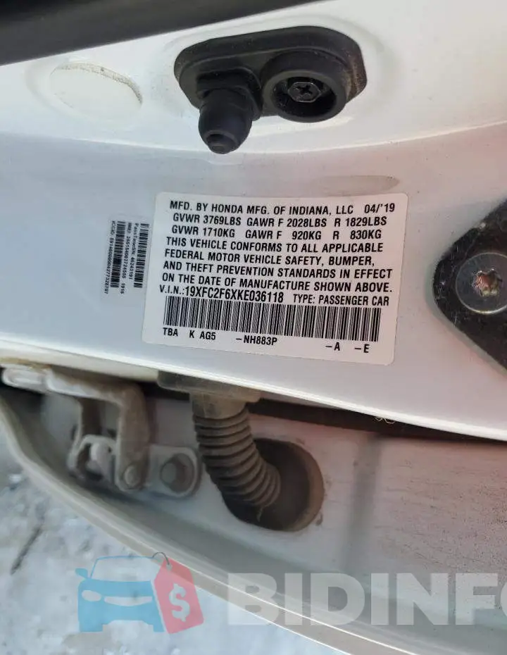 19XFC2F6XKE036118 Photo# 12