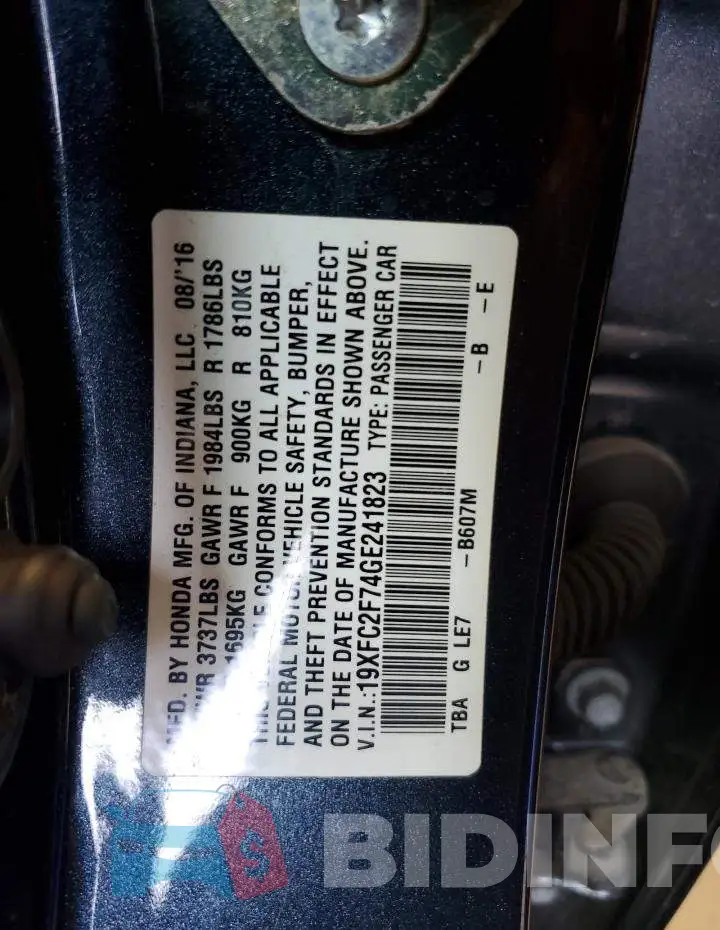 19XFC2F74GE241823 Photo# 12