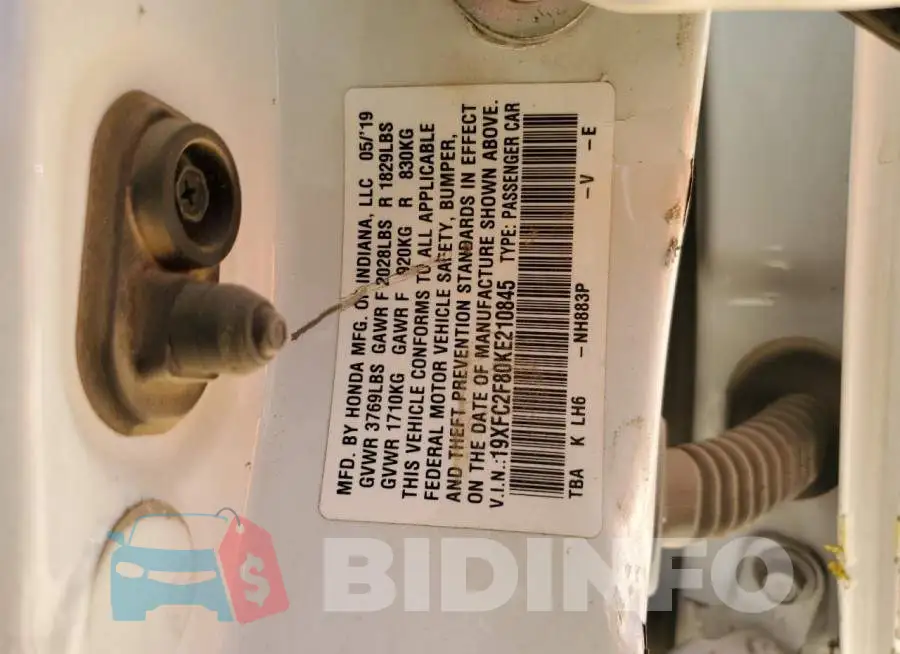19XFC2F80KE210845 Photo# 12