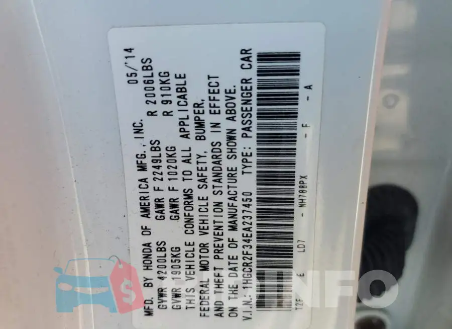 1HGCR2F34EA237450 Photo# 12