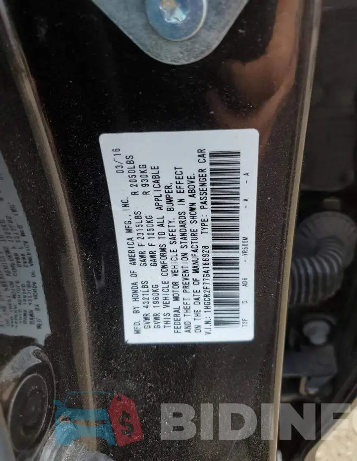 1HGCR2F77GA166928 Photo# 10