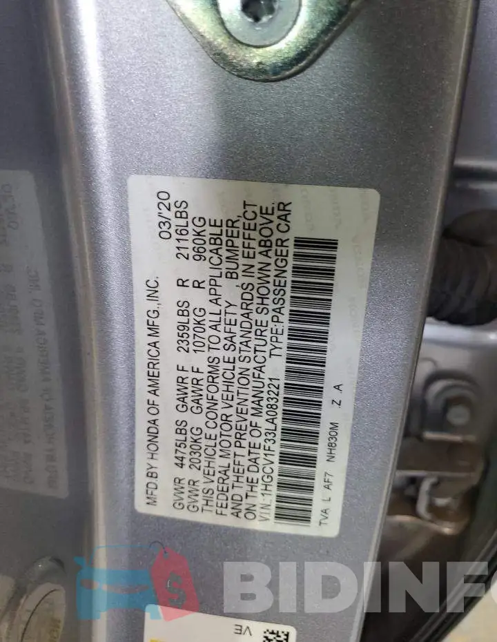 1HGCV1F33LA083221 Photo# 13