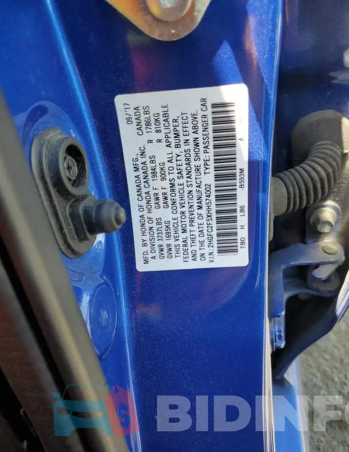 2HGFC2F5XHH574002 Photo# 12