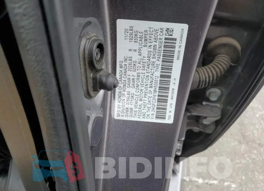 2HGFC2F61MH509512 Photo# 12