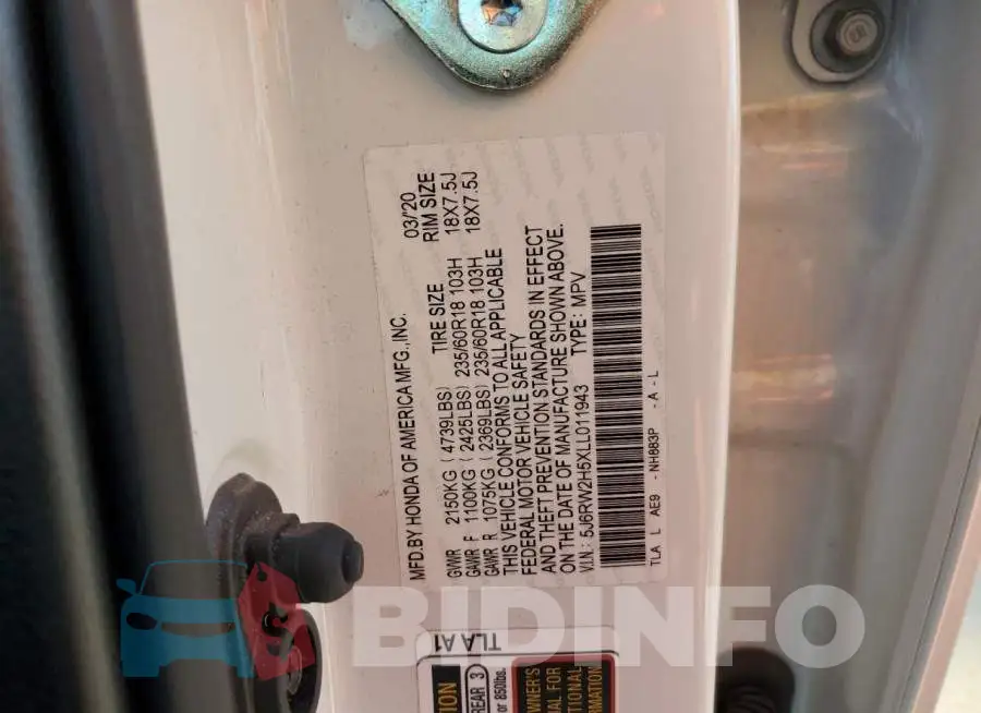 5J6RW2H5XLL011943 Photo# 13