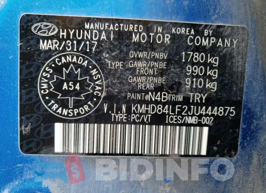 KMHD84LF2JU444875 Photo# 13