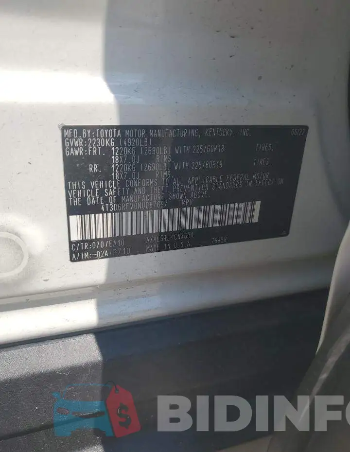 4T3D6RFV0NU087697 Photo# 13