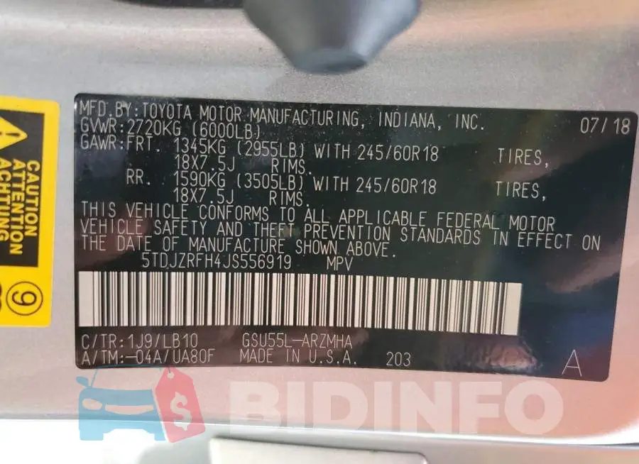 5TDJZRFH4JS556919 Photo# 13
