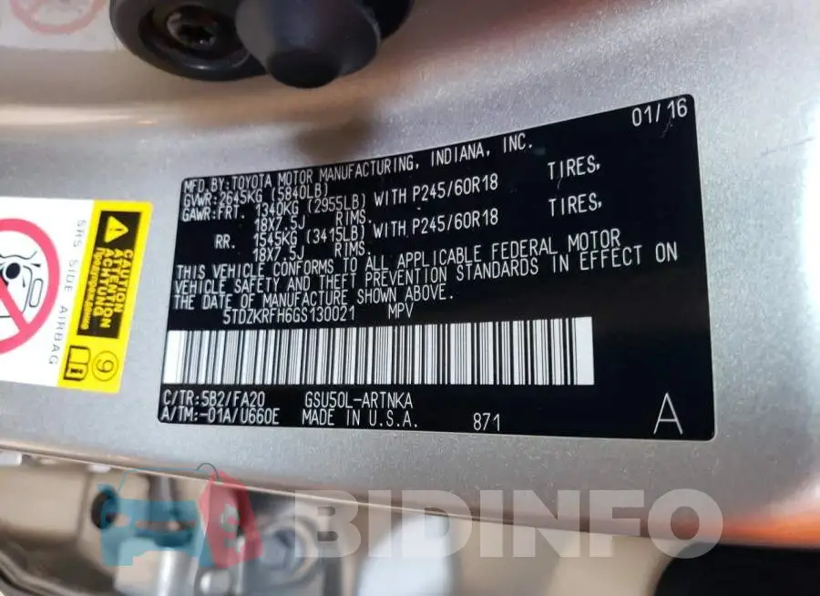 5TDZKRFH6GS130021 Photo# 12