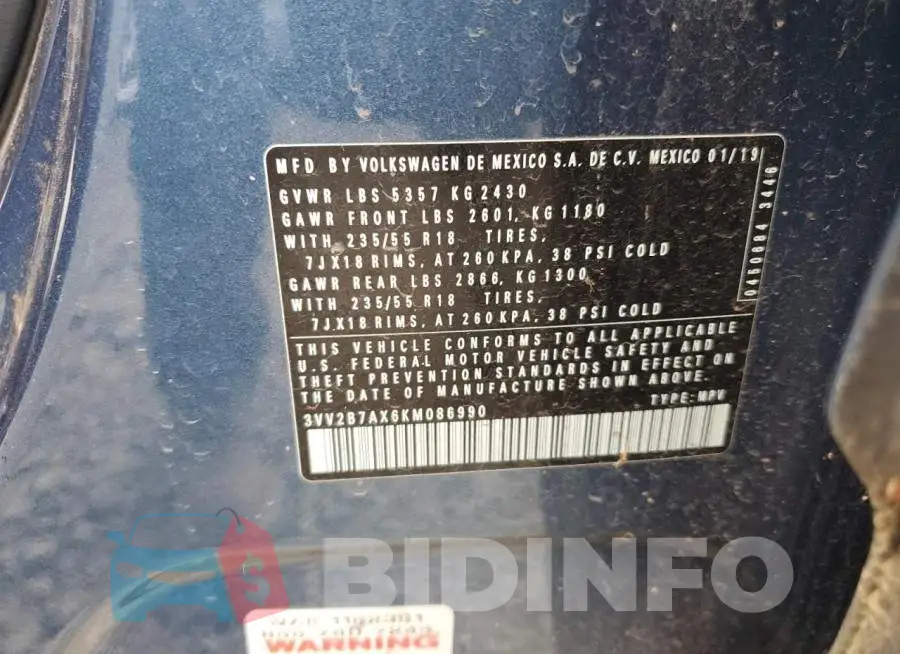 3VV2B7AX6KM086990 Photo# 12