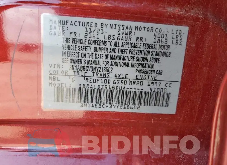 3N1AB8CV3NY218602 Photo# 12