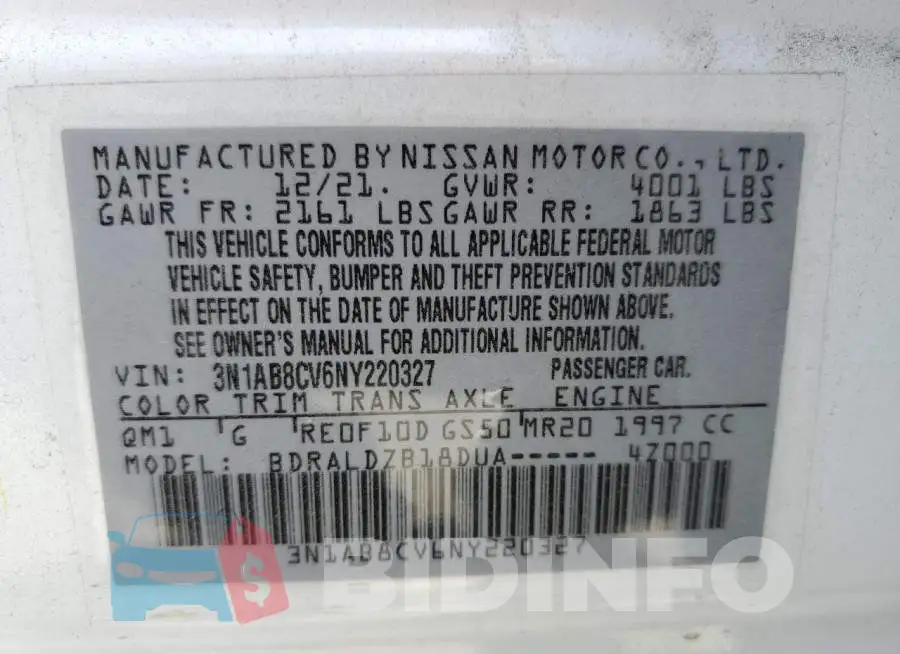 3N1AB8CV6NY220327 Photo# 12