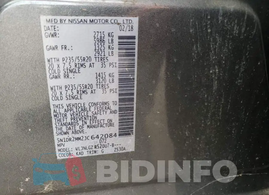 5N1DR2MM2JC642084 Photo# 12
