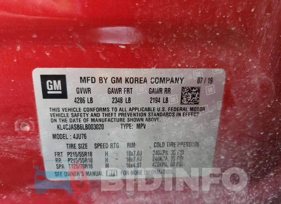 KL4CJASB6LB003020 Photo# 12