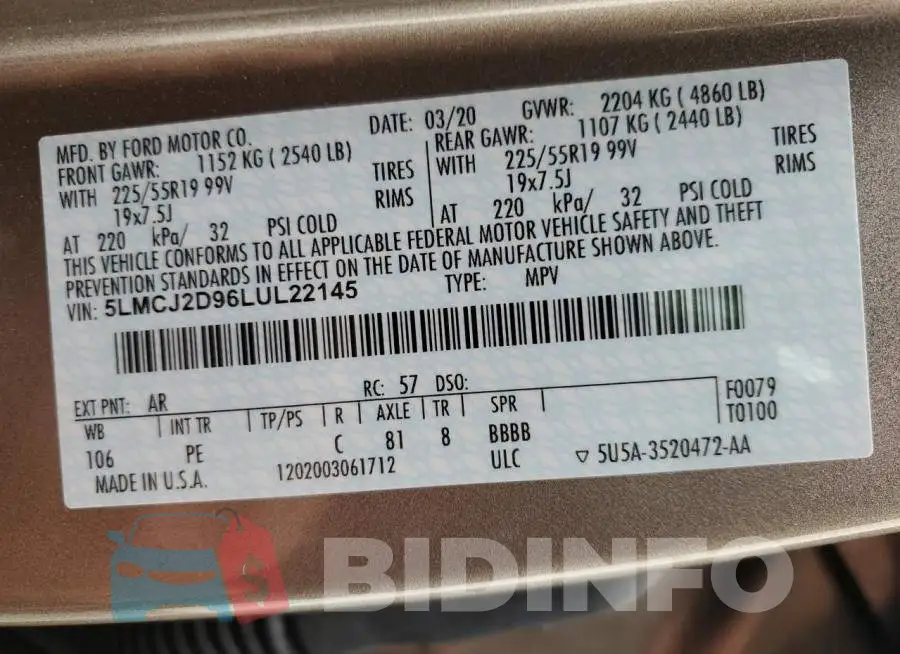 5LMCJ2D96LUL22145 Photo# 13