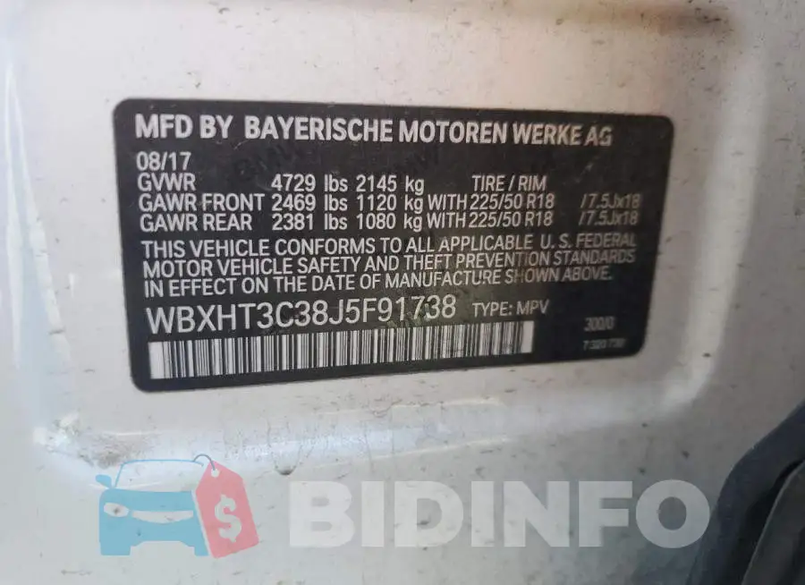 WBXHT3C38J5F91738 Photo# 12