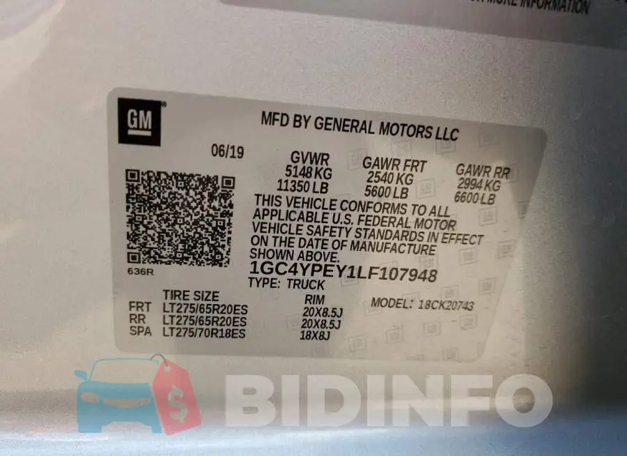 1GC4YPEY1LF107948 Photo# 12