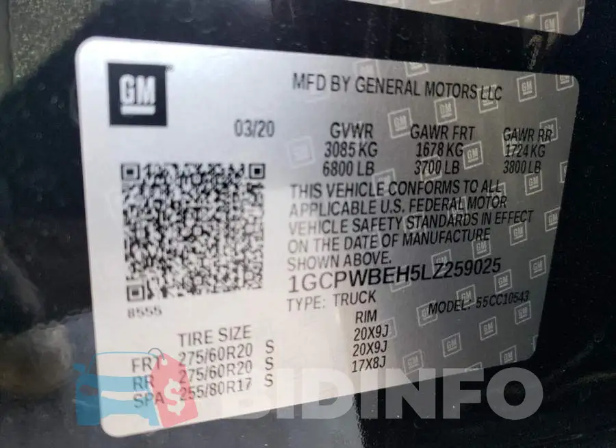 1GCPWBEH5LZ259025 Photo# 13