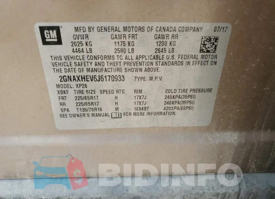 2GNAXHEV6J6170933 Photo# 14