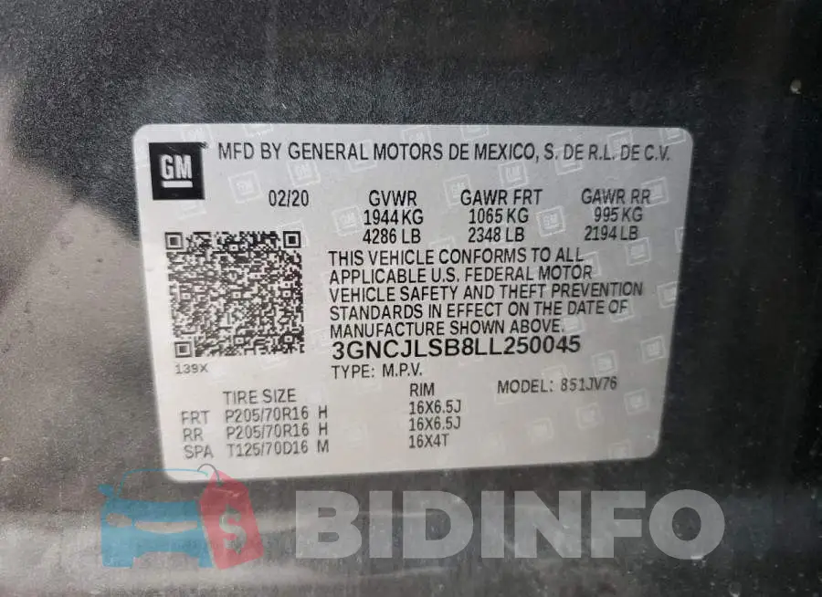 3GNCJLSB8LL250045 Photo# 13