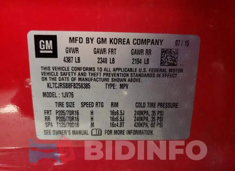 KL7CJRSB8FB258385 Photo# 13