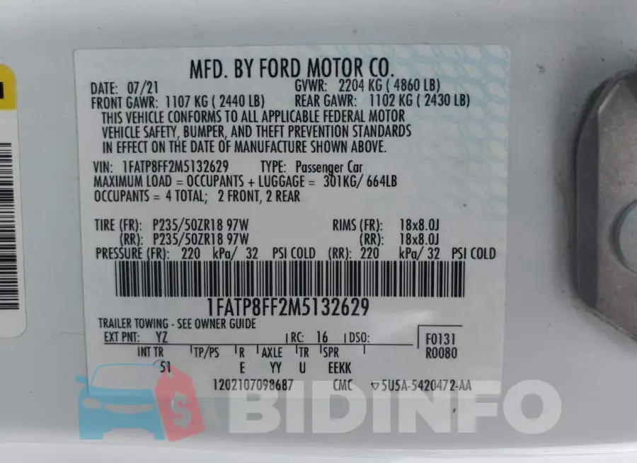 1FATP8FF2M5132629 Photo# 13