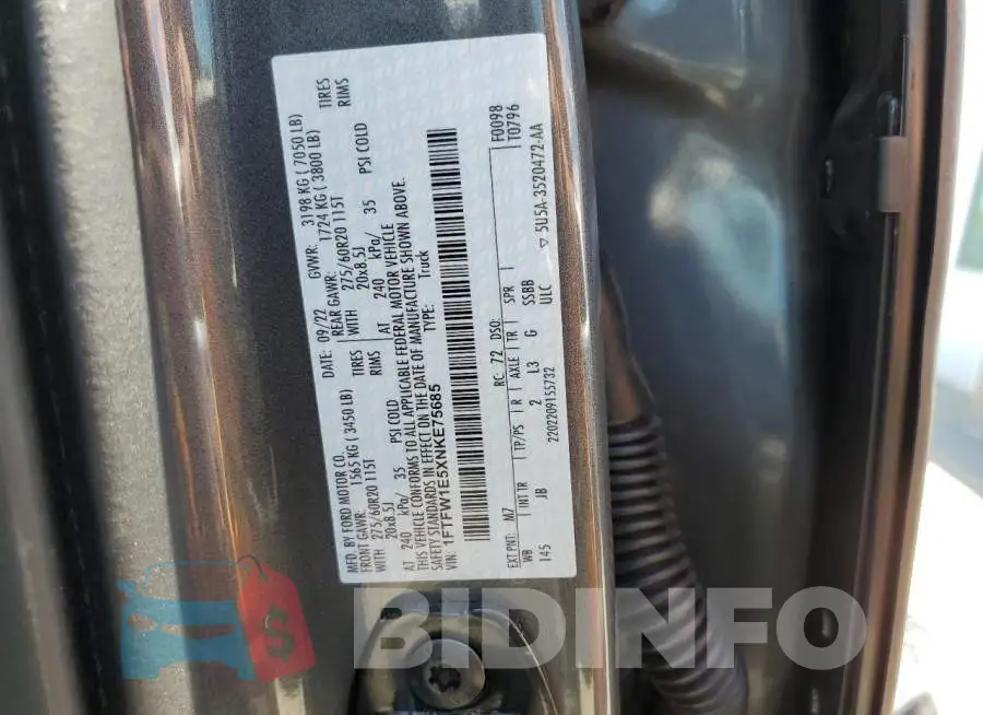 1FTFW1E5XNKE75685 Photo# 12