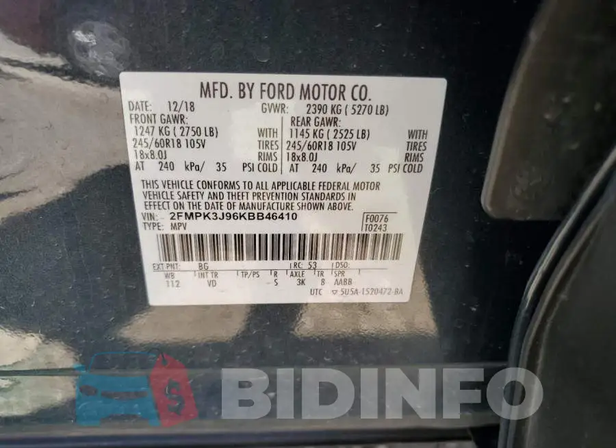 2FMPK3J96KBB46410 Photo# 13