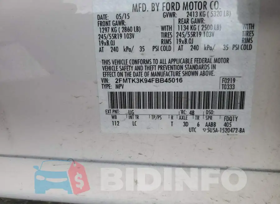 2FMTK3K94FBB45016 Photo# 13