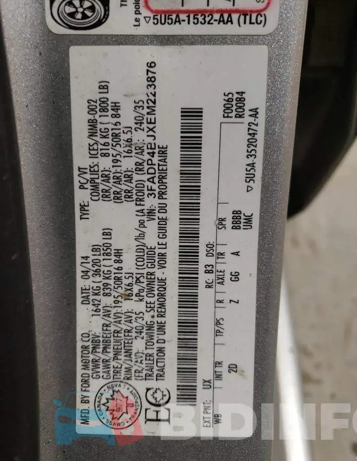3FADP4BJXEM223876 Photo# 12