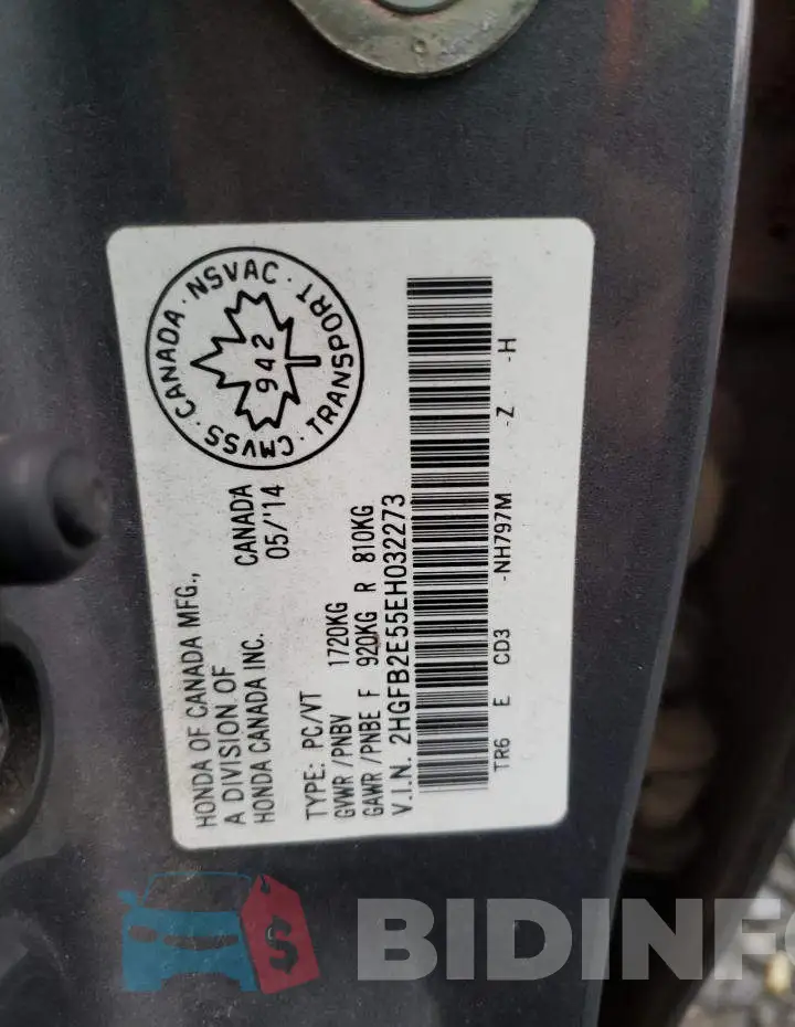 2HGFB2E55EH032273 Photo# 10