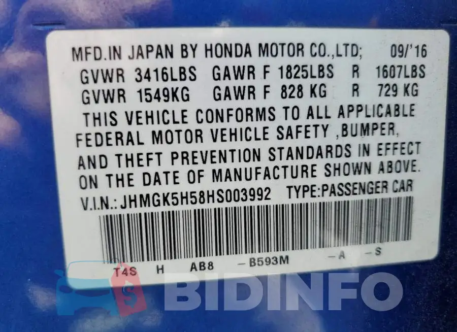 JHMGK5H58HS003992 Photo# 13