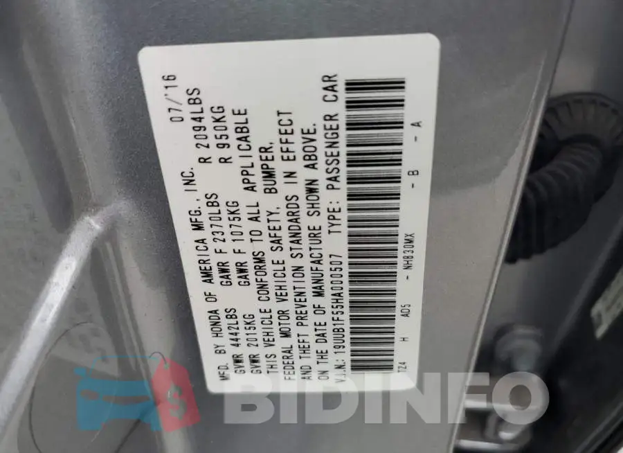 19UUB1F55HA000507 Photo# 12
