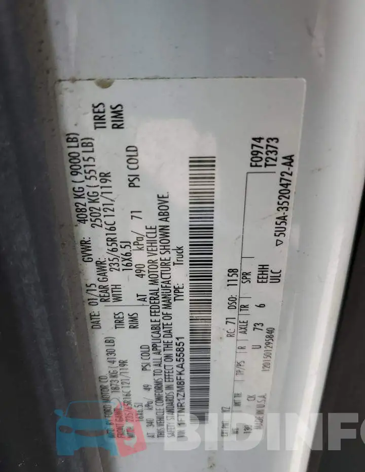 1FTNR1ZM8FKA55851 Photo# 13